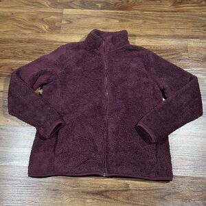 Uniqlo Fluffy Yarn Fleece Full-Zip Jacket Purple Long Sleeve Women's Size Large